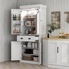 Okak Floor Sideboard Cabinet 48.5" Kitchen Pantry Farmhousewith 2 Adjustable Shelves and 4 Beadboard Doors - 3 of 4