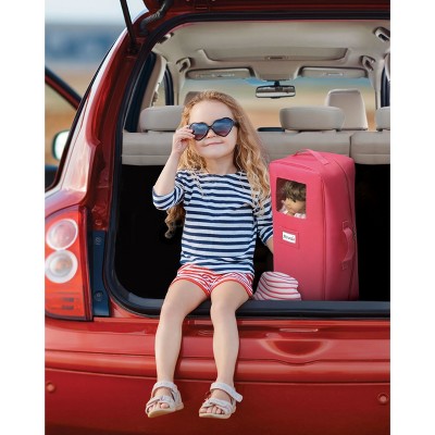 Pink Fabric Doll Travel Case with Bed and Bedding