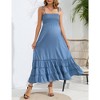 Sleeveless Maternity Dress Women's Summer Spaghetti Strap Smocked Tiered Flowy Maxi Dress for Baby Shower Photoshoot - 3 of 4