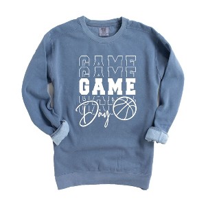Simply Sage Market Women's  Garment Dyed Graphic Sweatshirt Game Day Stacked Basketball - 1 of 3