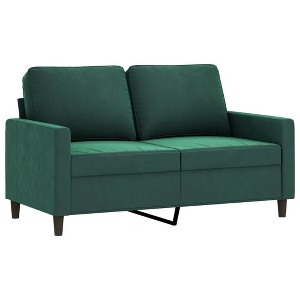 vidaXL 2-Seater Loveseat - Dark Green Velvet Settee with Sturdy Metal Frame - Cozy Foam Padded Couch for Living Room/Office - 1 of 4