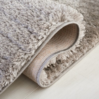 Gray Geometric Shag Synthetic Square Area Rug, 6'7" x 6'7"