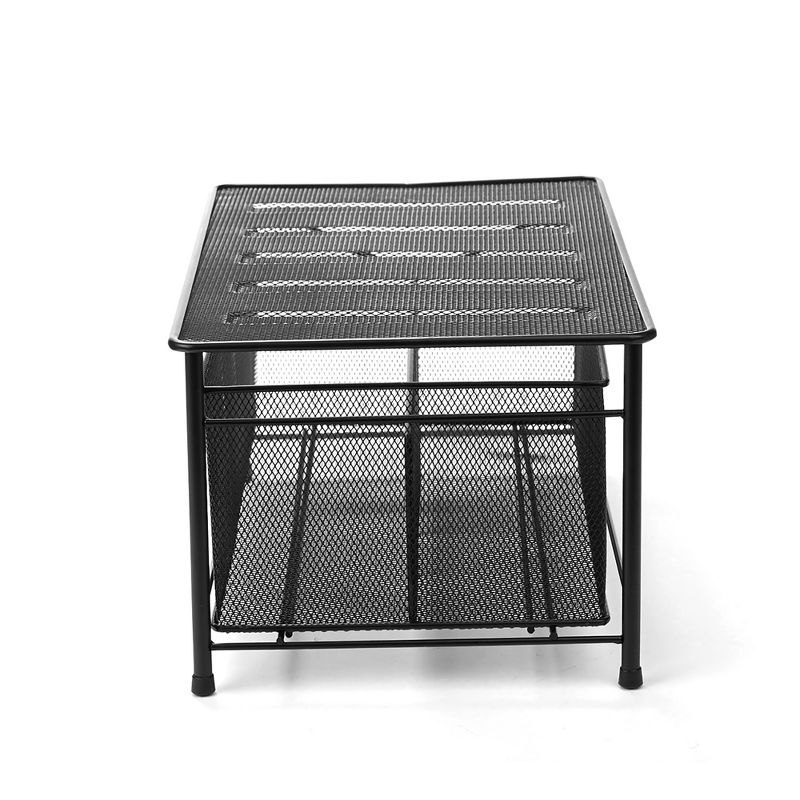 Mind Reader Storage Basket and Organizer [METAL MESH] 3-Compartment Pull-out / Sliding Organizing Drawer, Under the Sink Kitchen and Bathroom Shelf Cabinet (BLACK), 2 of 16