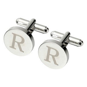 Unique Bargains Alphabet Copper Round Men Cuff Links - 1 of 4