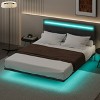 Full/Queen Size Upholstered Floating Platform Bed with Adjustable LED Lights and Adjustable Headboard, No Box Spring Needed, Beige/Gray-ModernLuxe - 2 of 4