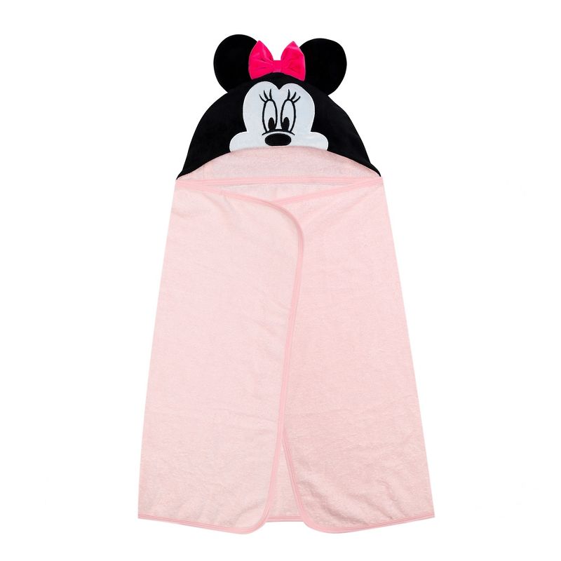 Lambs & Ivy Disney Baby Minnie Mouse Pink Cotton Hooded Baby Bath Towel, 3 of 6
