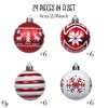 24pc Red and White Ornament Balls, Assorted Christmas Glitter Baubles| OrnamentallyYou - 3 of 4