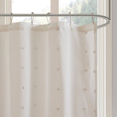 Ivory Cotton Jacquard Pom Pom Shower Curtain