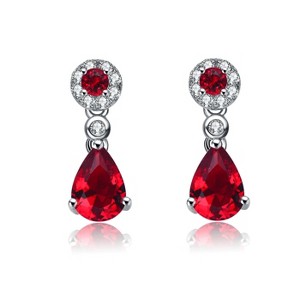 Guili Dress Earrings in White Gold Plated Sterling Silver with Colorful CZ – Radiant Sparkle and Romantic Charm for Special Occasions - 1 of 3