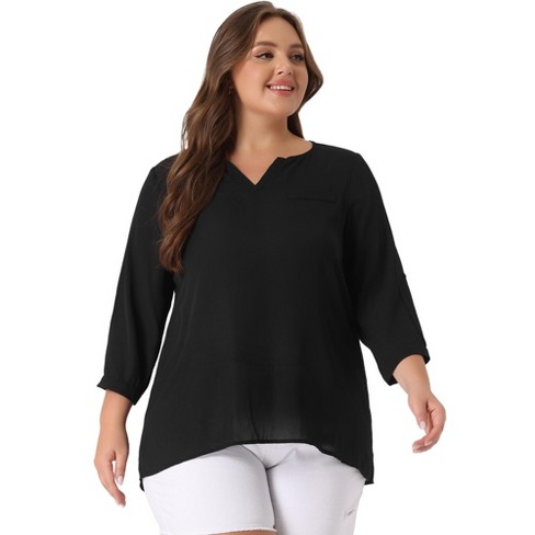 Black flowy top plus size sales