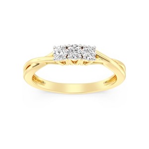 GILDED 14KT Gold Plated & 925 Sterling Silver Engagement Rings for women in 1/4 ctw 3 Stones Lab Grown Diamond | Anniversary, Statement Rings, Size 7 - 1 of 4