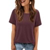 Womens Solid T Shirt Summer Tops Basic Casual Blouses Short Sleeve Tunic Beach Vacation Clothes - 3 of 4