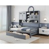 Full Size Platform Daybed, Storage Bed with Built-in Cabinet and Shelf and Drawers, Wood Frame Bookcase Bed for Bedroom-Baofuwish - 3 of 4