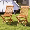 Tangkula Teak Wood Patio Chairs Set of 2 Outdoor Folding Chairs w/ High Back for Dining - 2 of 4