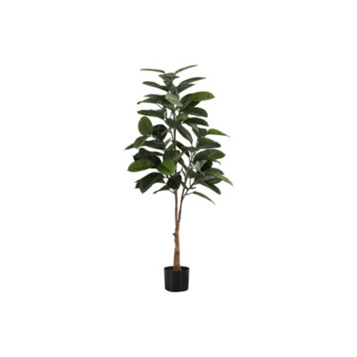 Maggift Artificial Plant Rubber Tree Indoor Faux Fake Floor Greenery Potted Real Touch Decorative Green Leaves Black Pot, Green, 27"*25"*52"