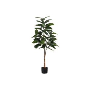 Maggift Artificial Plant Rubber Tree Indoor Faux Fake Floor Greenery Potted Real Touch Decorative Green Leaves Black Pot, Green, 25"*27"*52" - 1 of 4