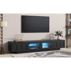 PAGED 2 Drawers TV Stand for TVs Up to 95 Inch,Console Table with Arched Cabinet Doors and Fluted Tempered Glass Doors for Bedroom,Living Room - 1 of 4