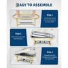 6-Piece Stainless Steel Rectangular Chafing Dish Set with Gold Trim - Single Compartment Food Warmers for Buffets, Catering, Weddings & Home Parties - 4 of 4