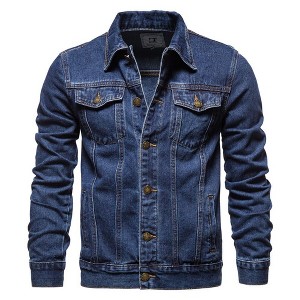 Men's Slim Fit Denim Jacket - Single Breasted Cotton Jean Jacket for Casual Style (S-2XL) - 1 of 2