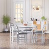 5 Piece Dining Table Set, Dining Room Table Set With Rectangle Table, 4 Upholstered Stools, Rubber Wood Space Saving Table Chair Set For Dining Room - 3 of 4