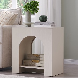 Nightstand with Charging Station, 22" Modern Night Stand with Arched Open Shelf, End Tables for Living Room Bedroom - 1 of 4