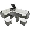 6-Piece All-Weather PE Rattan Patio Conversation Set With Adjustable Seat,Storage Box,Removable Covers And Tempered Glass Top Table -Maison Boucle - 4 of 4