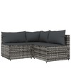 vidaXL 4 Piece Patio Lounge Set - Elegant Gray Poly Rattan with Cushions, Weather-Resistant, Sturdy Steel Frames, Tempered Glass Table, Modular Design - 3 of 4