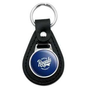 Queens University of Charlotte Primary Logo Black Leather Keychain - 1 of 4