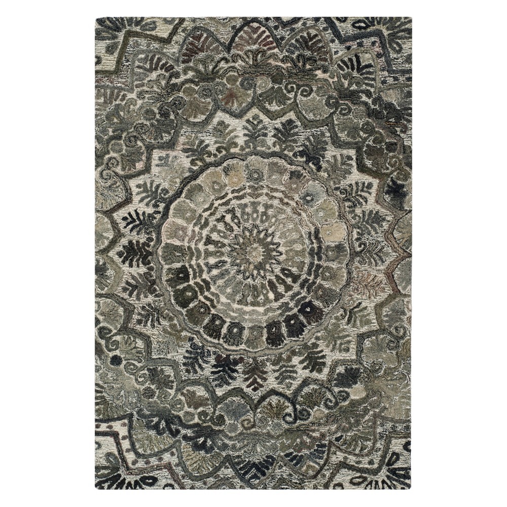 3'x5' Medallion Tufted Accent Rug Gray - Safavieh