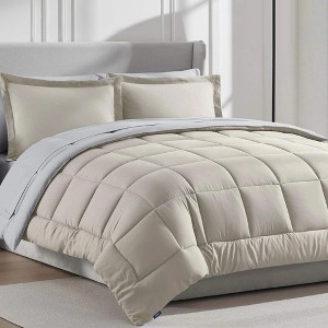 BAGOKIE 5/7 PCS Bed in a Bag Reversible Bedding Set with Comforter, Sheets, Pillow Sham, Pillowcase - 1 of 4