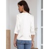 INSPIRE CHIC Women's Satin Split V Neck 3/4 Sleeve Button Down Business Office Blouses - 3 of 4