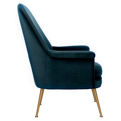 Navy Velvet Arm Chair with Gold Legs