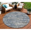 Denim Blue And Gray Geometric Washable Indoor Outdoor Area Rug - 2 of 4