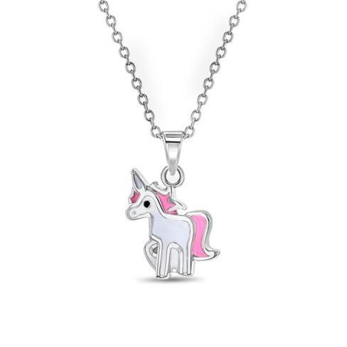 Collar de regalos de unicornios para niñas: 925 Collar de unicornio de  plata esterlina Crescent Moon Star Cubic Zirconia Unicorn Little Girl  Jewelry para adolescentes y niñas adolescentes