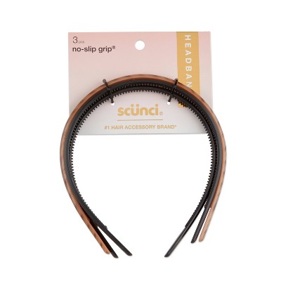 Banded Skinny No-Slip Headbands Black Scroll Solid