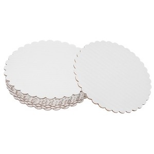 Unique Bargains Disposable Greaseproof Cardboard Scalloped Cake Platters 10 Pcs - 1 of 4