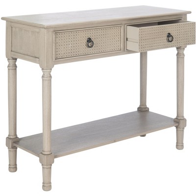 Greige Textured 2-Drawer Metal & Wood Console Table
