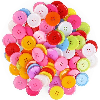 Bright Creations 200 Piece Flatback Buttons with 4 Hole for Crafts and Sewing, 4 Colors, 1.2"