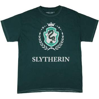 Harry Potter Men's Slytherin Crowned Crest Logo Adult Graphic Print T-Shirt