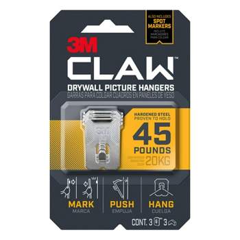 3M CLAW Drywall Picture Hanger 45 lb with Temporary Spot Marker + 3 Hangers and 3 Markers