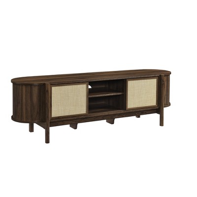 Modway Reid 61 Inch TV Stand in Walnut – Mid-Century Modern Entertainment Center for TVs Up to 68 Inches with Storage Shelves