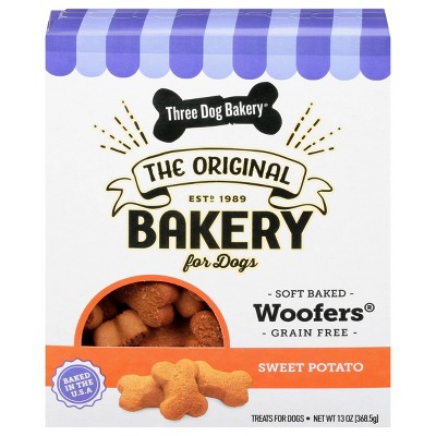 Three Dog Bakery Grain-Free Soft Baked Wafers Sweet Potato Dry Chewy Dog Treats  - 13oz