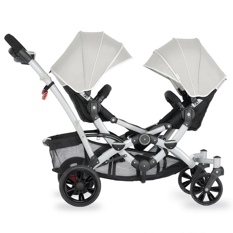 Dream On Me Track Tandem Double Umbrella Stroller in Light Gray, 3 of 10