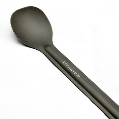 TOAKS Ultralight Matte Finish Flat Head Titanium Long Handle Spoon