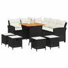 vidaXL 6 Piece Garden Sofa Set with Cushions L-shaped Black Poly Rattan - Black Cream White 6 Piece - 3 of 4