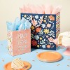 Square Gift Bag Floral on Blue - Spritz™ - 2 of 3