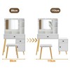 Vanity Table With Led Mirror, Light Adjustable Brightness, Dressing Table, Upholstered Stool Set, Wooden Makeup Table With Drawers And Storage - 2 of 4