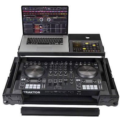 ODYSSEY FZGSATKS4MK3BL Traktor S4 MK3 Flight Case with Angle Glide Platform Stand, Black