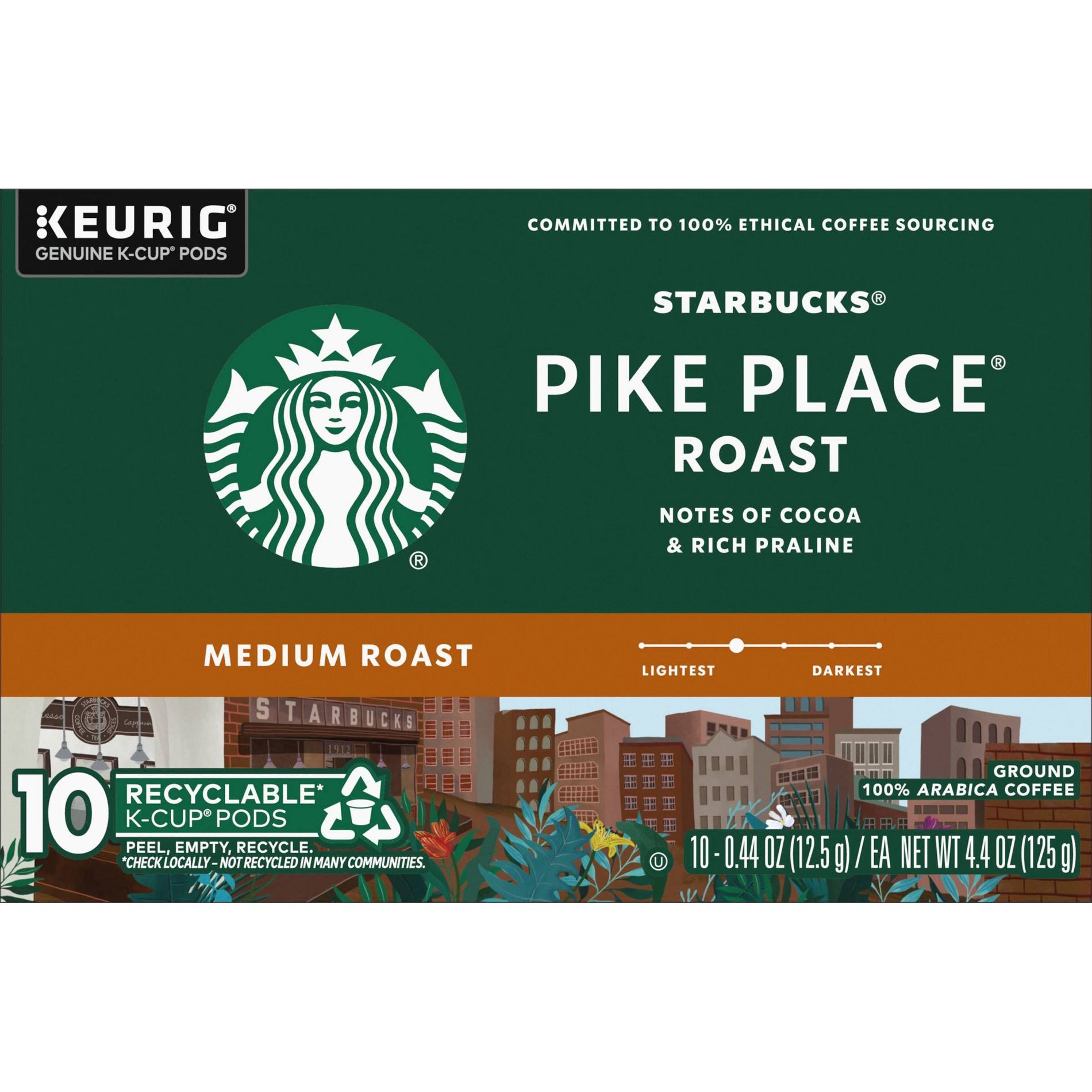 Starbucks Pikes Place Medium Roast Keurig K-Cup Coffee Pods - 10ct