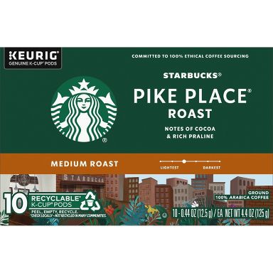 Starbucks Pikes Place Medium Roast Keurig K-Cup Coffee Pods - 10ct